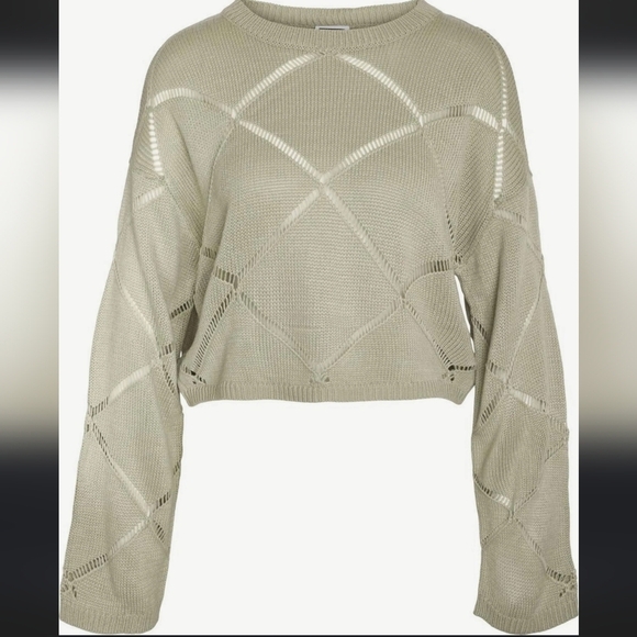 Noisy may Sweaters - Noisy May, June Pointelle Wide Neck Sweater, Desert Sage, Size Medium - NWT!!